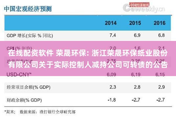 在线配资软件 荣晟环保: 浙江荣晟环保纸业股份有限公司关于实际控制人减持公司可转债的公告