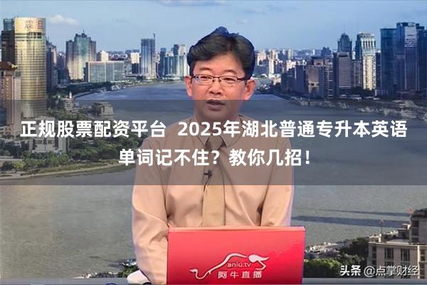 正规股票配资平台  2025年湖北普通专升本英语单词记不住？教你几招！