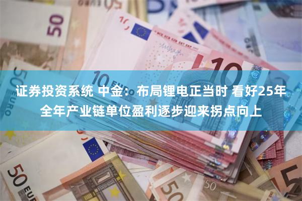 证券投资系统 中金：布局锂电正当时 看好25年全年产业链单位盈利逐步迎来拐点向上